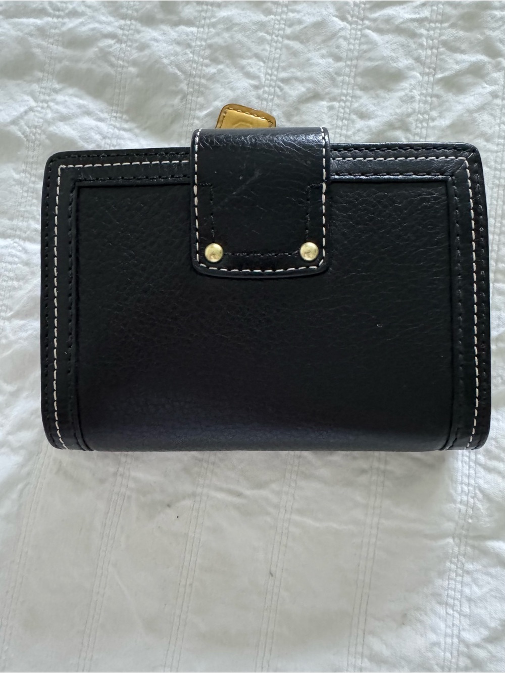 Coach Black Leather Turnlock Wallet with Coach Key Tag, Brass Hardware - Picture 6 of 10